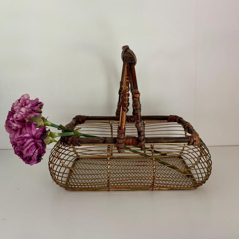 Vintage Metal + Wicker Basket image 1