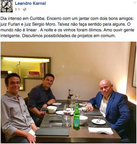 Karnal apaga post de jantar com Sergio Moro