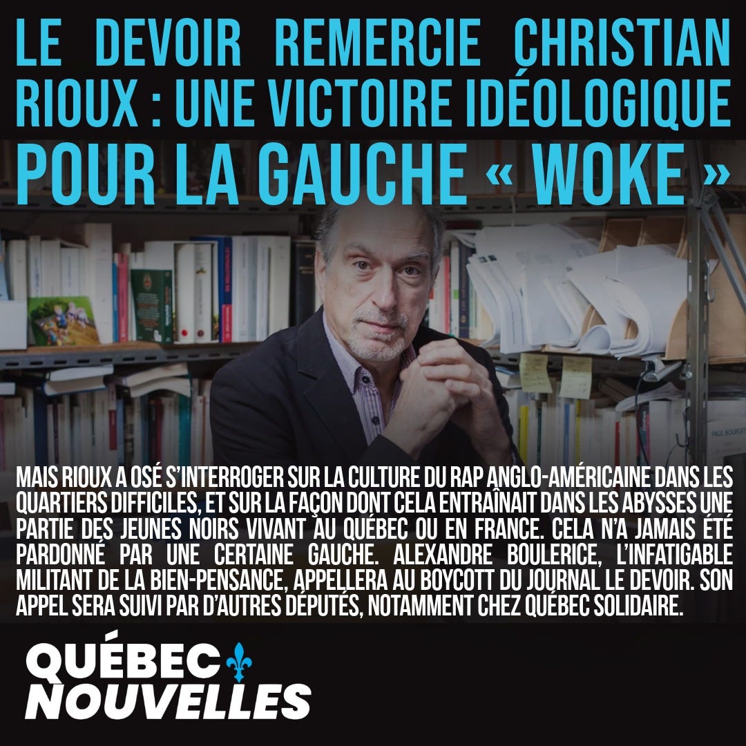 Christian Rioux Le Devoir remercie Christian Rioux : une victoire idéologique pour la ...