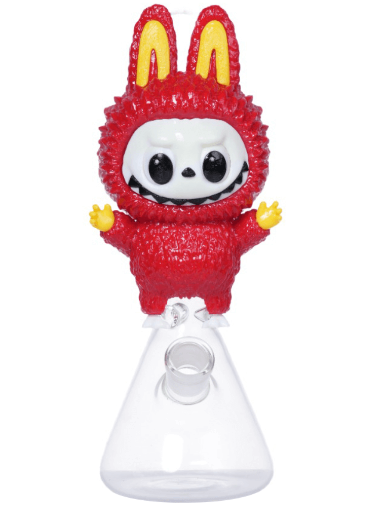 Wholesale 3D Hand-painted Labubu Glass Bong - Cloudsgreen