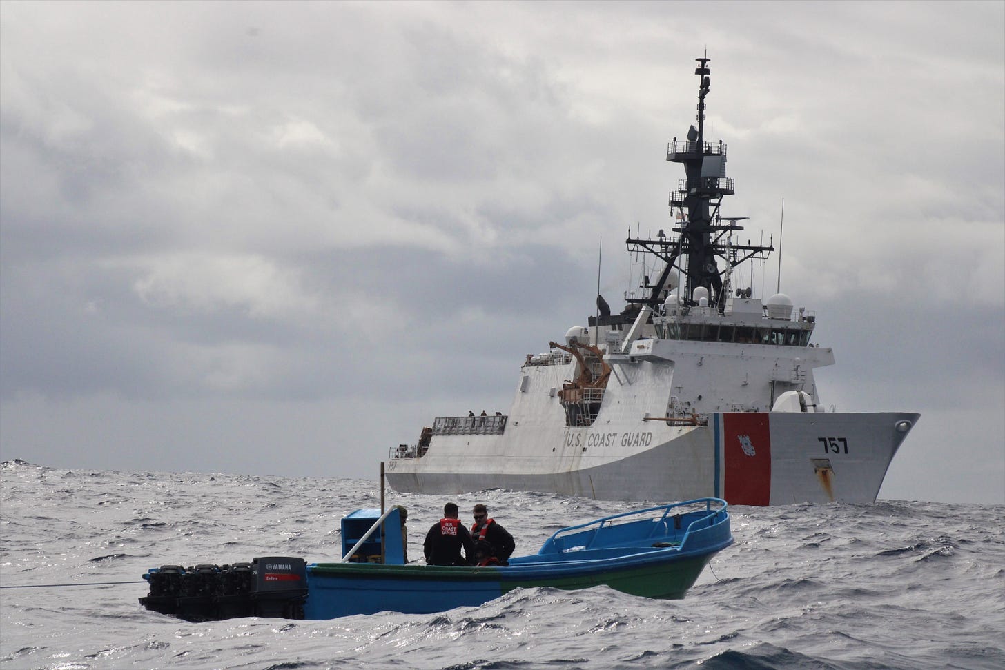 US Coast Guard boarding party takes control of a drug smuggling boat seized during "Operation Pacific Viper." US Coast Guard boarding party takes control of a drug smuggling boat seized during "Operation Pacific Viper."