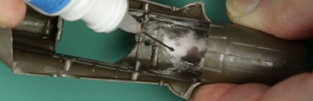 Applying methyl methacrylate to powdered acrylic