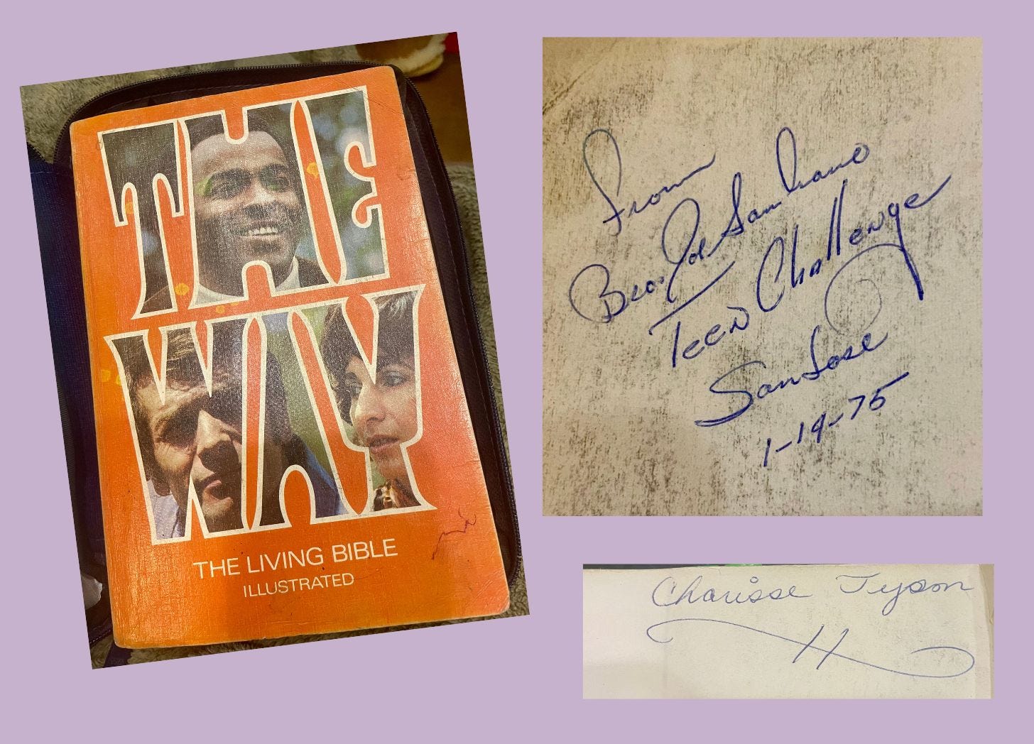 This is a photo of my 50-year-old Bible and the signature inside from my Teen Challenge counselor. This is a photo of my 50-year-old Bible and the signature inside from my Teen Challenge counselor.