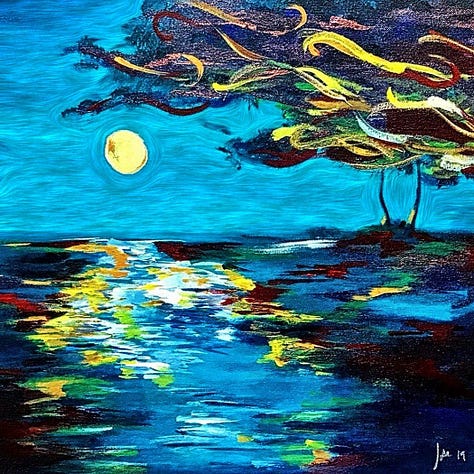 Paintings by Jae Jerkins: Florida Moonrise, Vader, Starry Night in Arabia