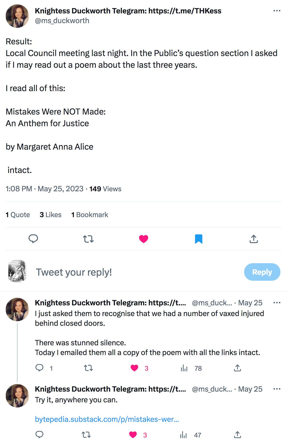 Knightess Duckworth Telegram