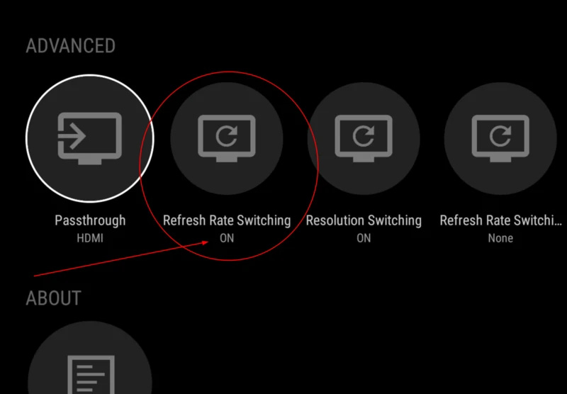 Plex Advanced with Refresh Rate Switching ON circled Plex Advanced with Refresh Rate Switching ON circled