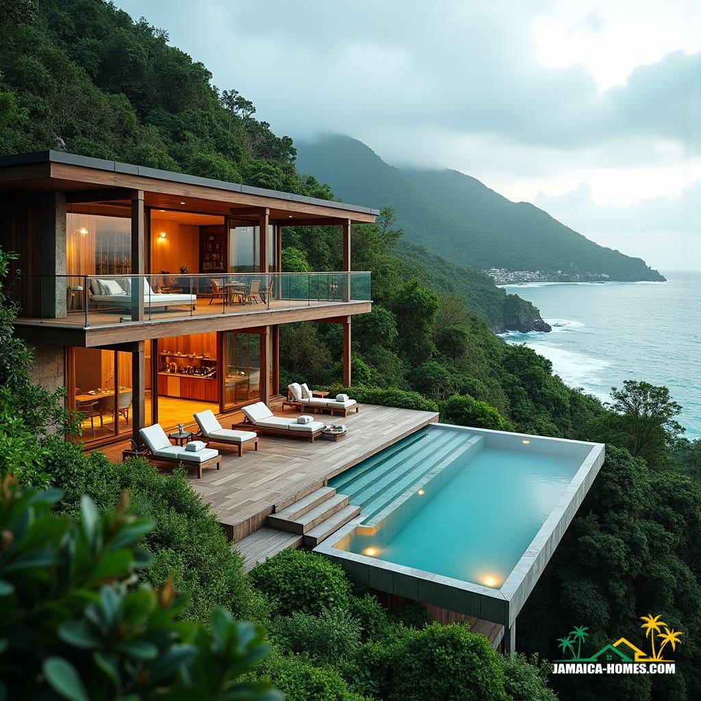 Design of a luxury hillside villa overlooking the blue waters of Port Antonio, Jamaica.