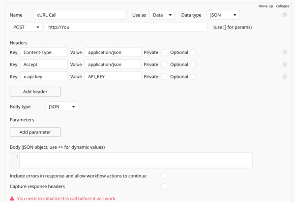 Update your API Key and copy over the body from the example.