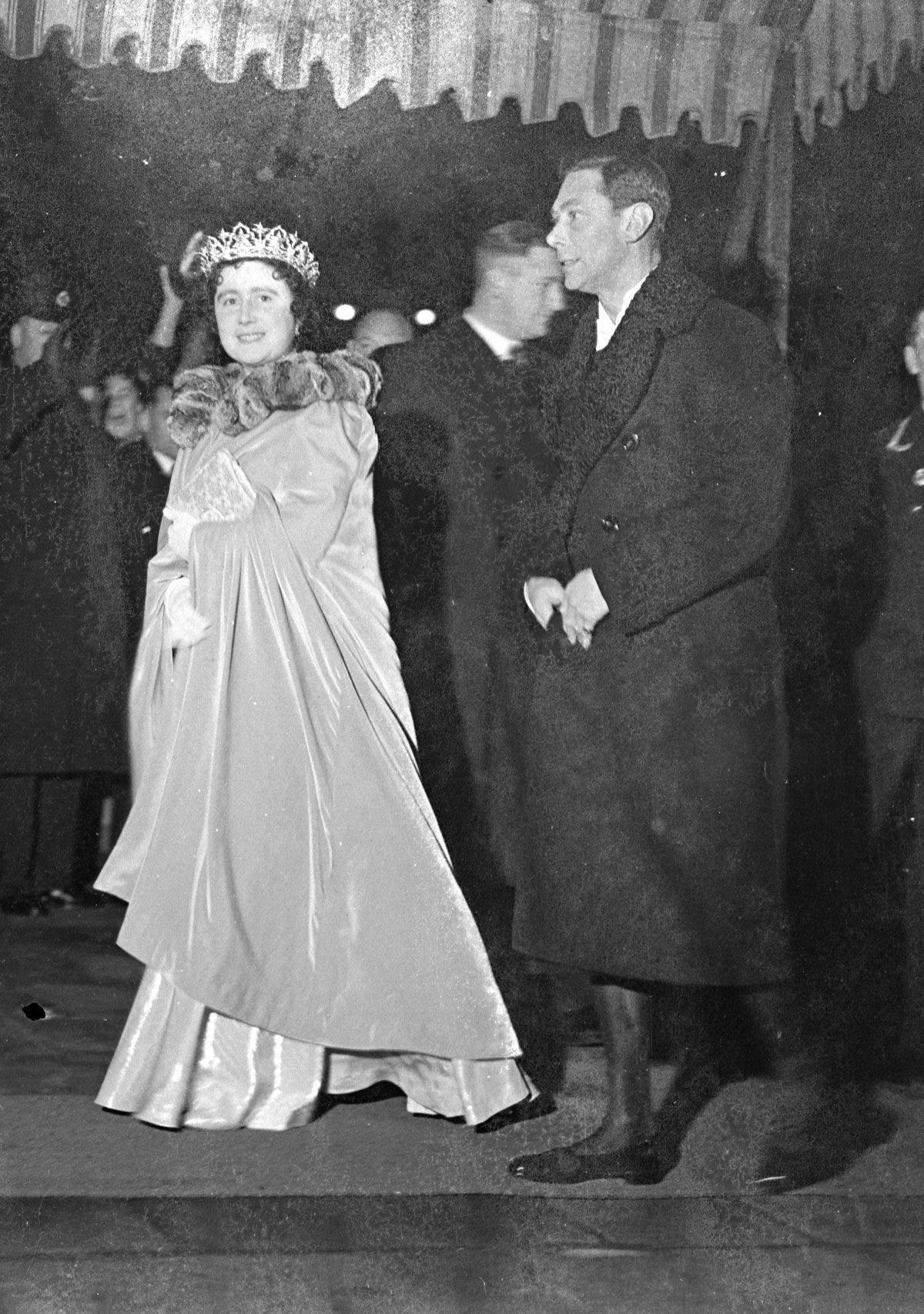 King George VI and Queen Elizabeth attend a banquet at the Belgian embassy in London, November 1937 (Smith Archive/Alamy)