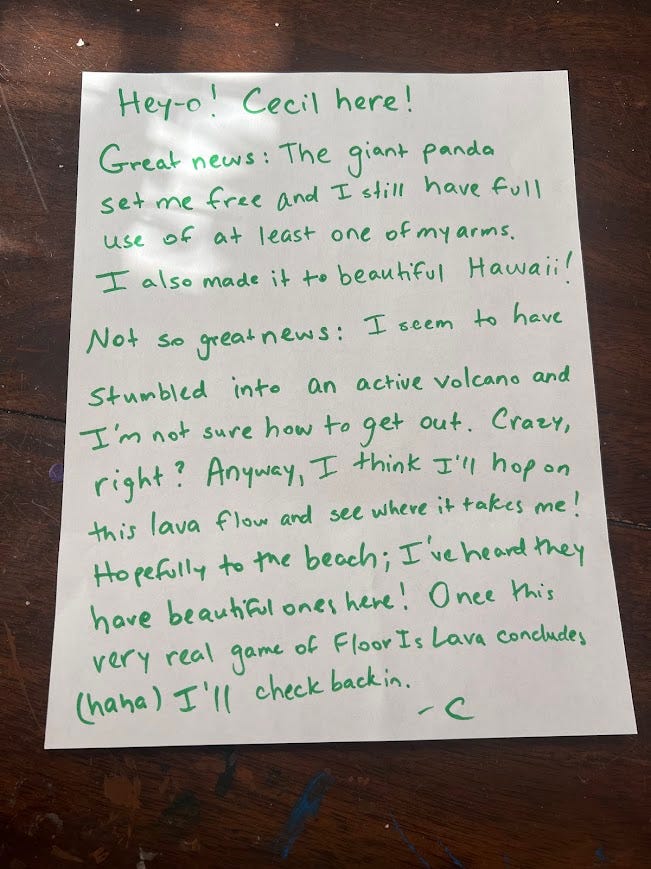 photo of handwritten note. Full text in main body of story.