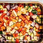 Mediterranean Tofu & Vegetable Sheet Pan with Herby Yogurt Sauce