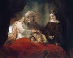 biblical patriarch blessing his son painting, AI generated