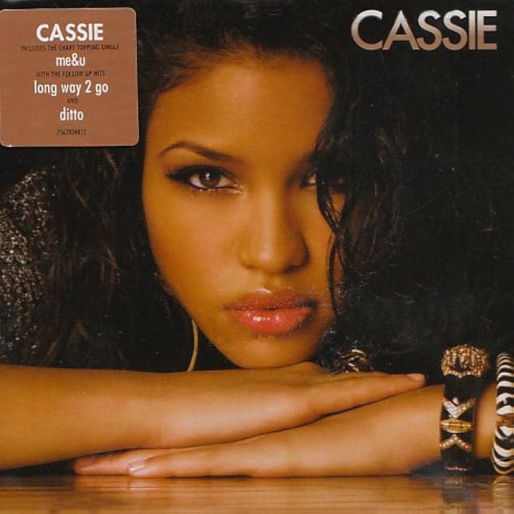 cassie debut album; cover image of cassie with burly hair and big earrings face close up resting her chin on her hand