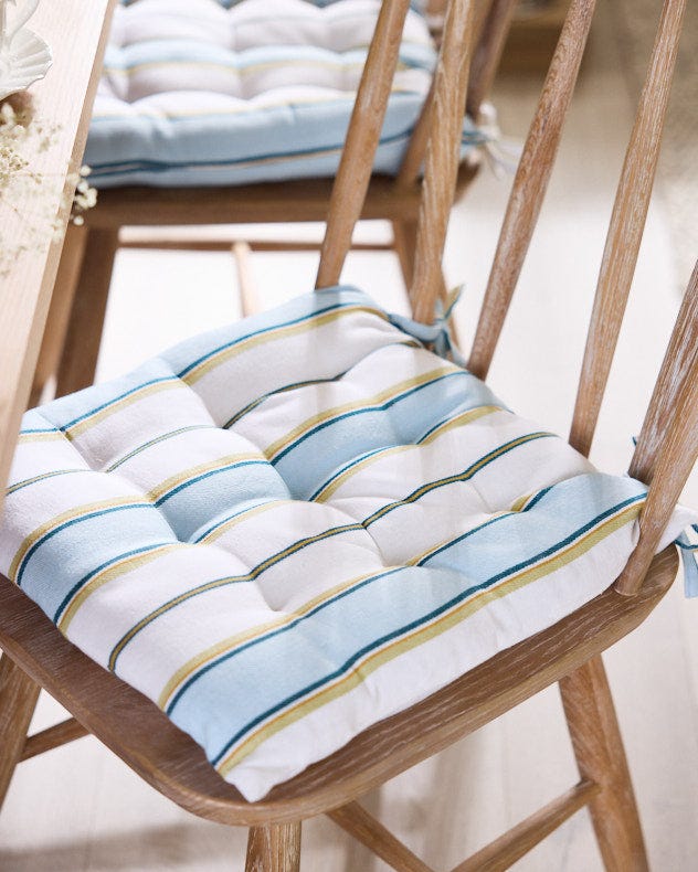 Set of 2 Heybrook Coastal Striped Seat Pad with Ties