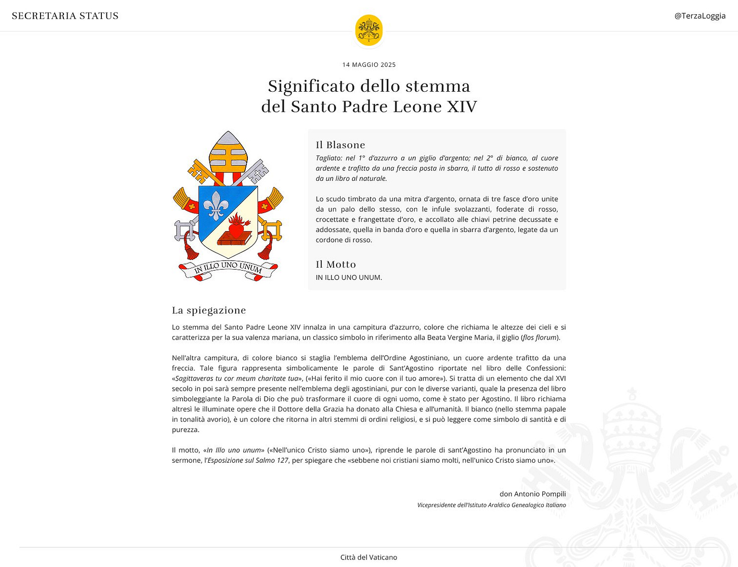 Il significato dello stemma del Santo Padre Leone XIV.
