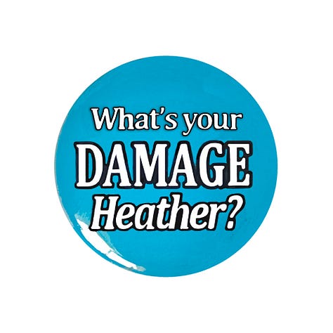 Images of pinback buttons and magnets from tanyamadoff.com