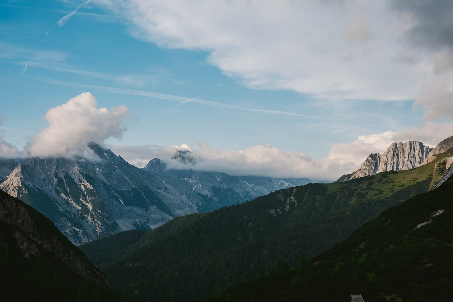 View of Karwendel Mountains at sunset View of Karwendel Mountains at sunset