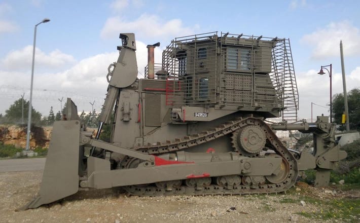 Israel's Armored Caterpillar Bulldozers Will Be Active in Gaza Israel's Armored Caterpillar Bulldozers Will Be Active in Gaza