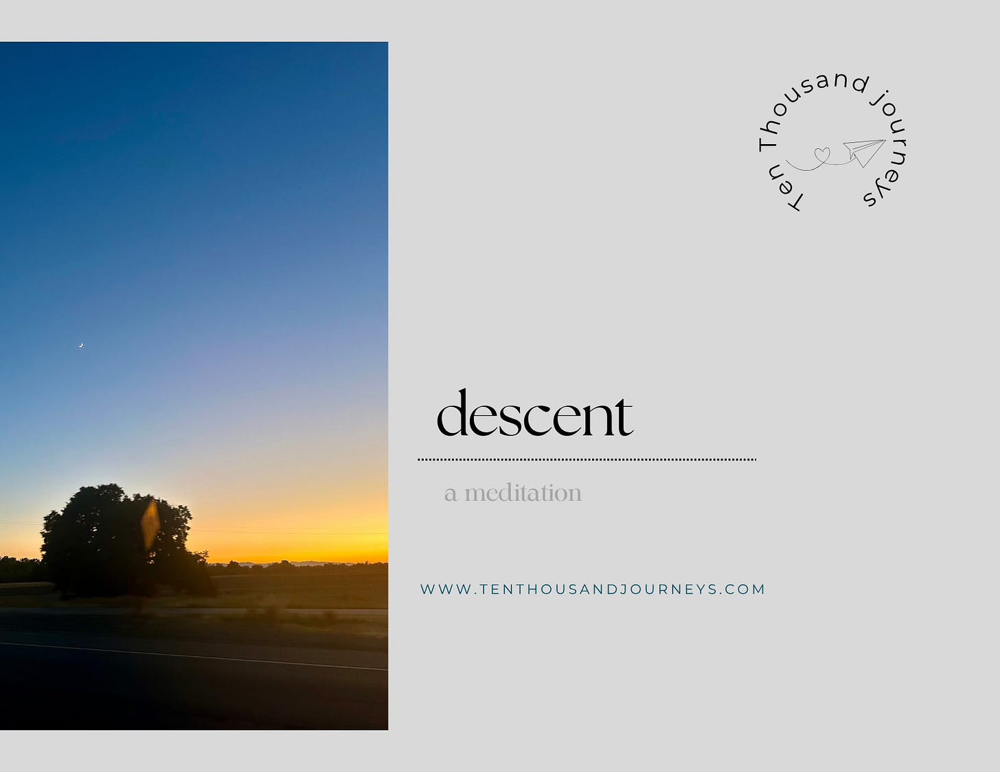 Image of a postcard showing a sunset as part of an article on descent and pomegranates (metaphor)