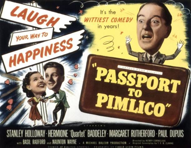 Passport To Pimlico, lobbycard, Barbara Murray, Paul Dupuis, Stanley Holloway, 1949. Passport To Pimlico, lobbycard, Barbara Murray, Paul Dupuis, Stanley Holloway, 1949.