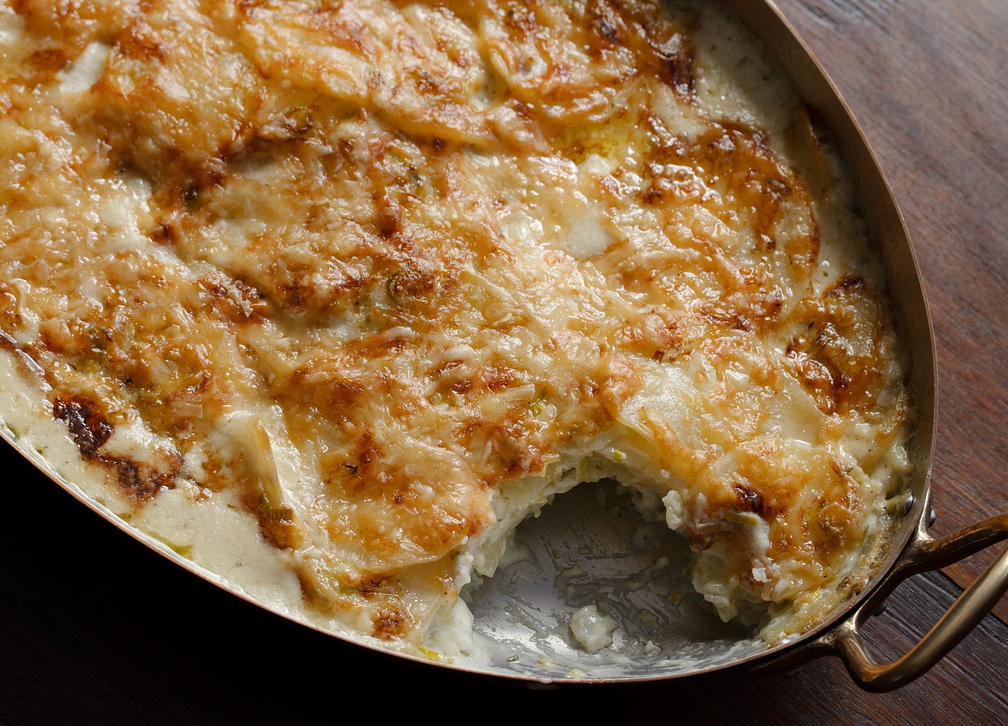 gratin with a serving already enjoyed