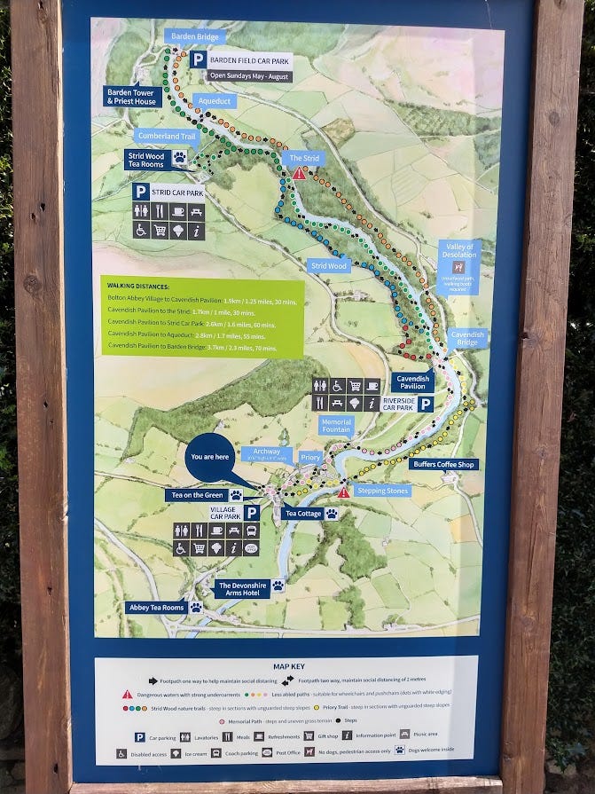 sign with a map of Bolton Abbey