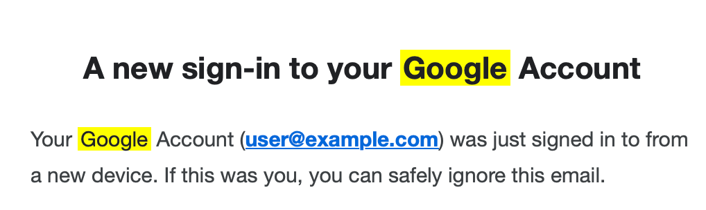 노란색 배경 하이라이트 스타일이 적용된 HTML 텍스트