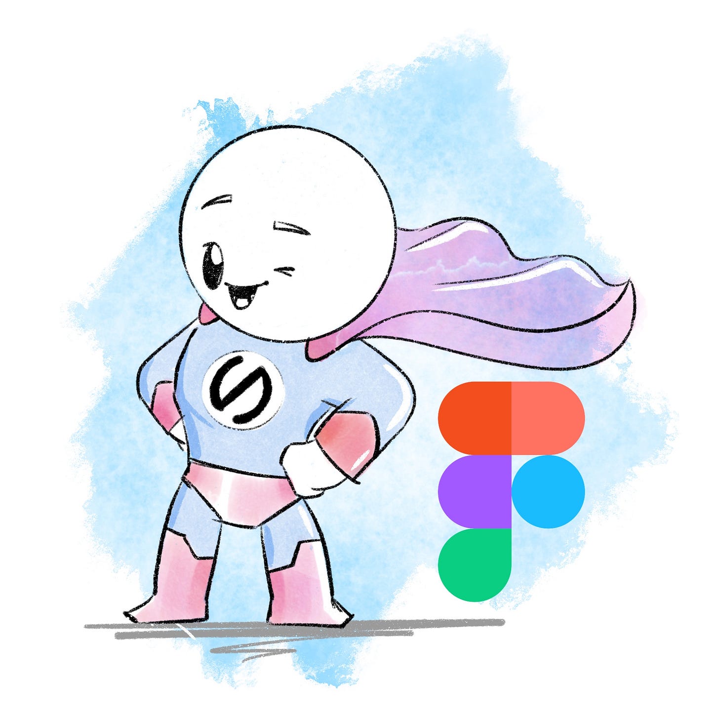 A superhero with stark sigil standing next to figma logo