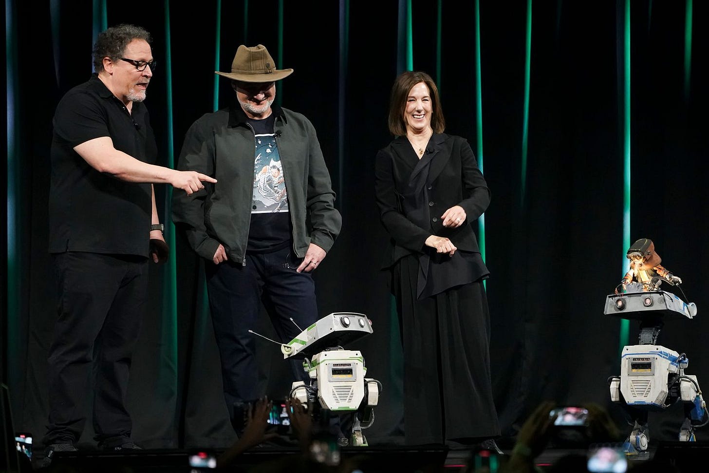 Jon Favreu, Dave Filoni, and Kathleen Kennedy at Star Wars Celebration 2025 - Filoni vs. Gilroy: Can Star Wars Be Both Epic Mythology and Street-Level Drama? - Tatooine Sons