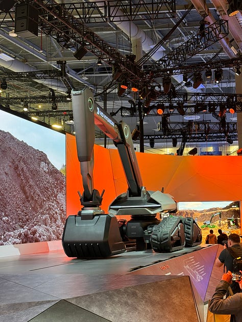 A gallery of photos including construction machinery, an electric truck, a plumbing van, a Polestar 3, and a yacht.