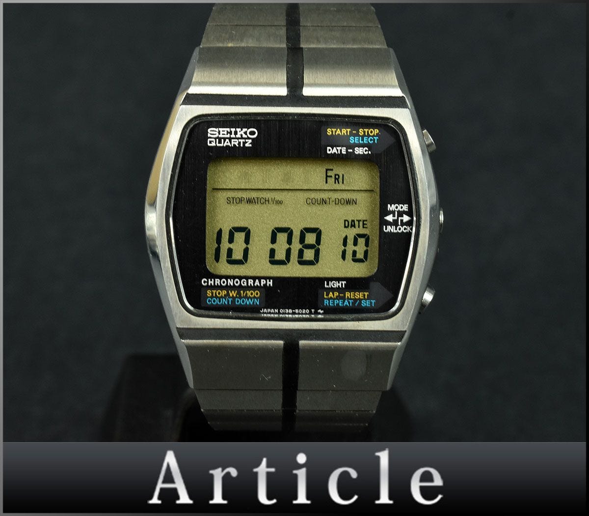 141578☆ beautiful goods operation confirmed SEIKO Seiko men's watch wristwatch quartz digital 0138-5020 SS black silver men's/D