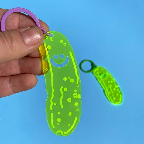 pickle print, keychain, tattoo