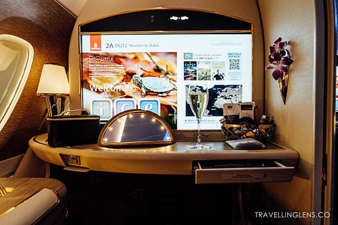 Emirates First Class, Houston to Dubai