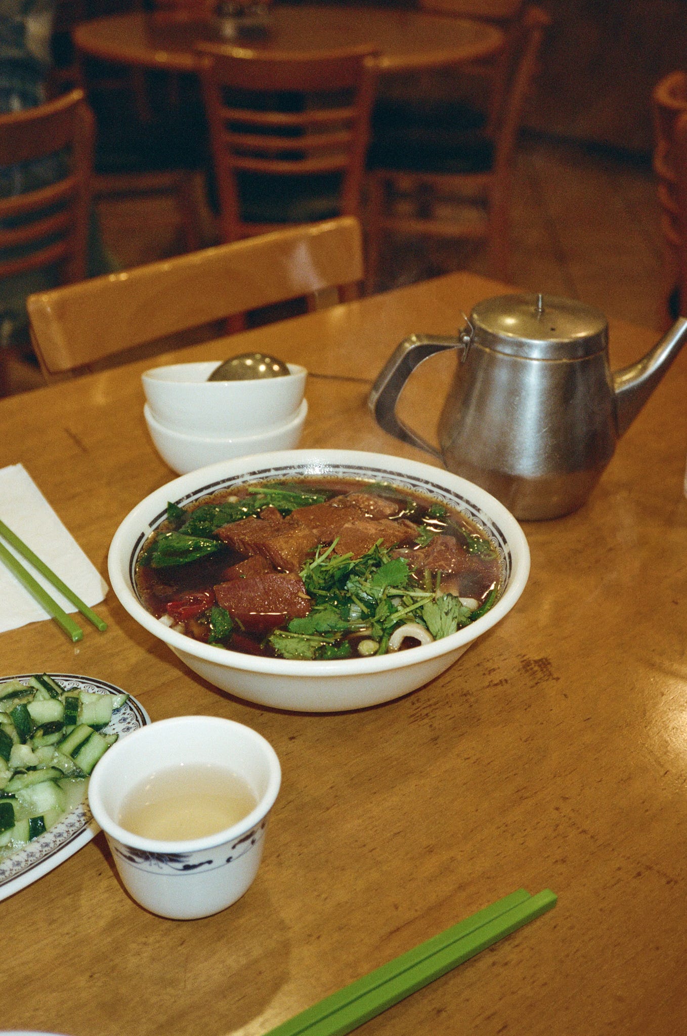 The beef noodle soup