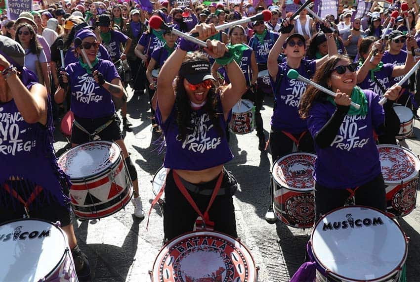 Marchers at International Women's Day March 2023 in Mexico City Marchers at International Women's Day March 2023 in Mexico City