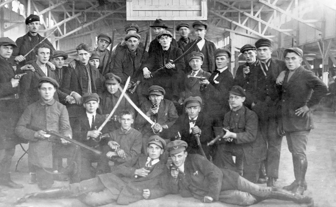 Armed German separatists establish the Rhenish Republic during the French-Belgian occupation of the Ruhr region, 1923.