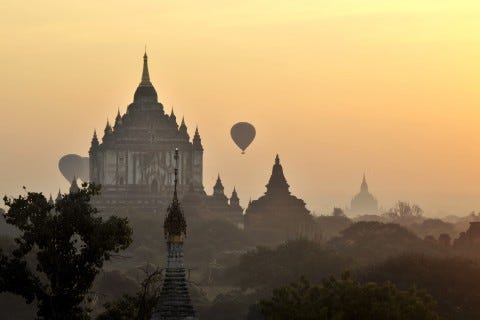 An iconic scene: Balloons over Bagan at sunrise. Photo: Mark Ord An iconic scene: Balloons over Bagan at sunrise. Photo: Mark Ord
