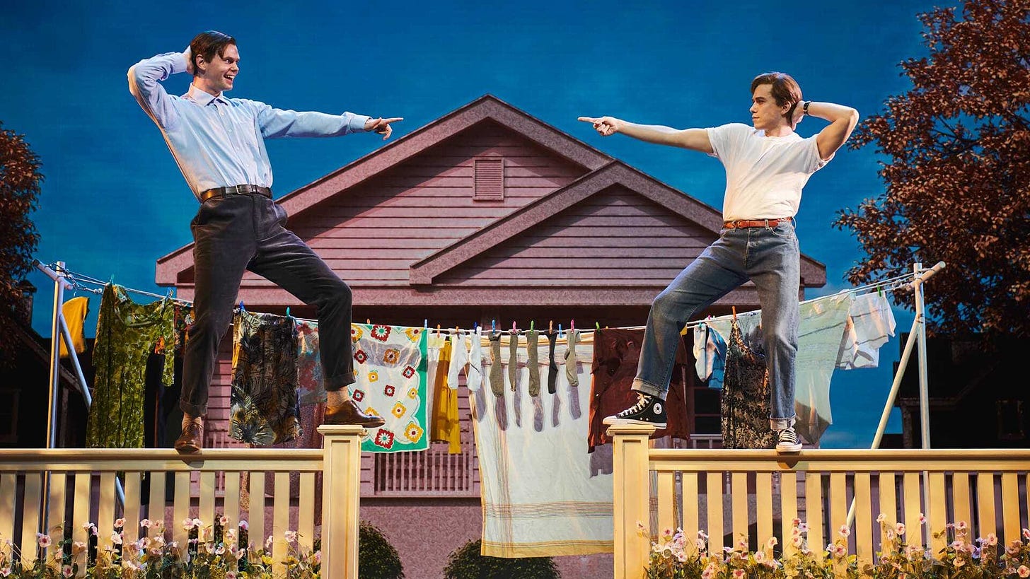 Orlando Gibbs as George and Vasco Emauz as Marty, in ‘Back to the Future: The Musical’