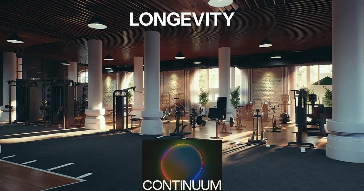 Interior of Continuum, a luxury longevity-focused gym in New York City designed to promote wellness, strength training, and personalized health optimization in a premium setting.