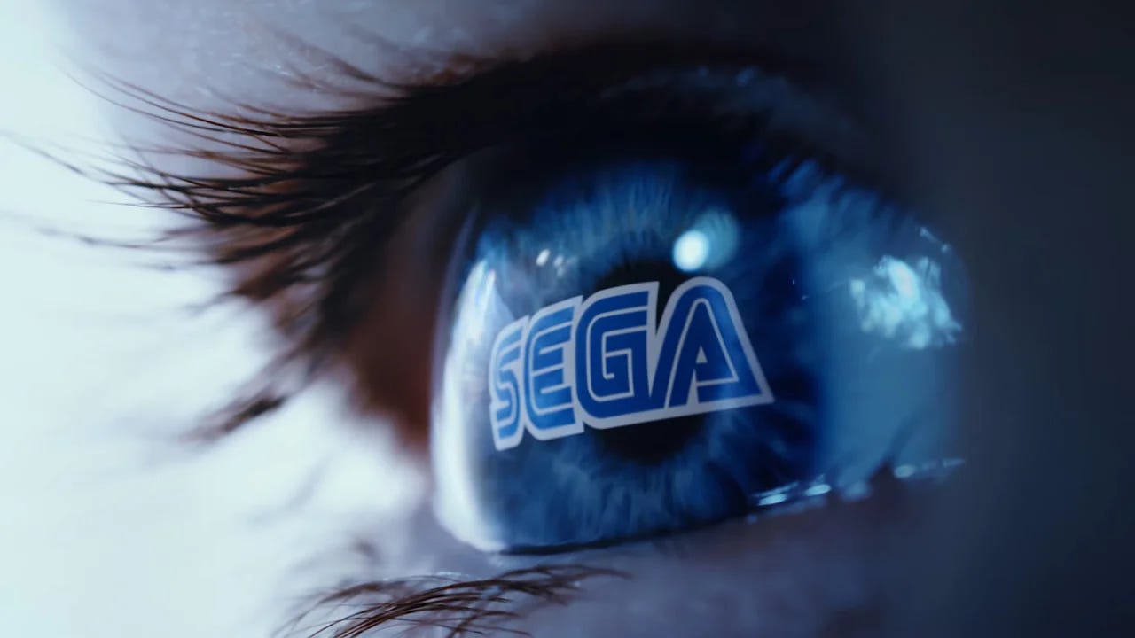 The Sega logo superimposed on a human eyeball The Sega logo superimposed on a human eyeball