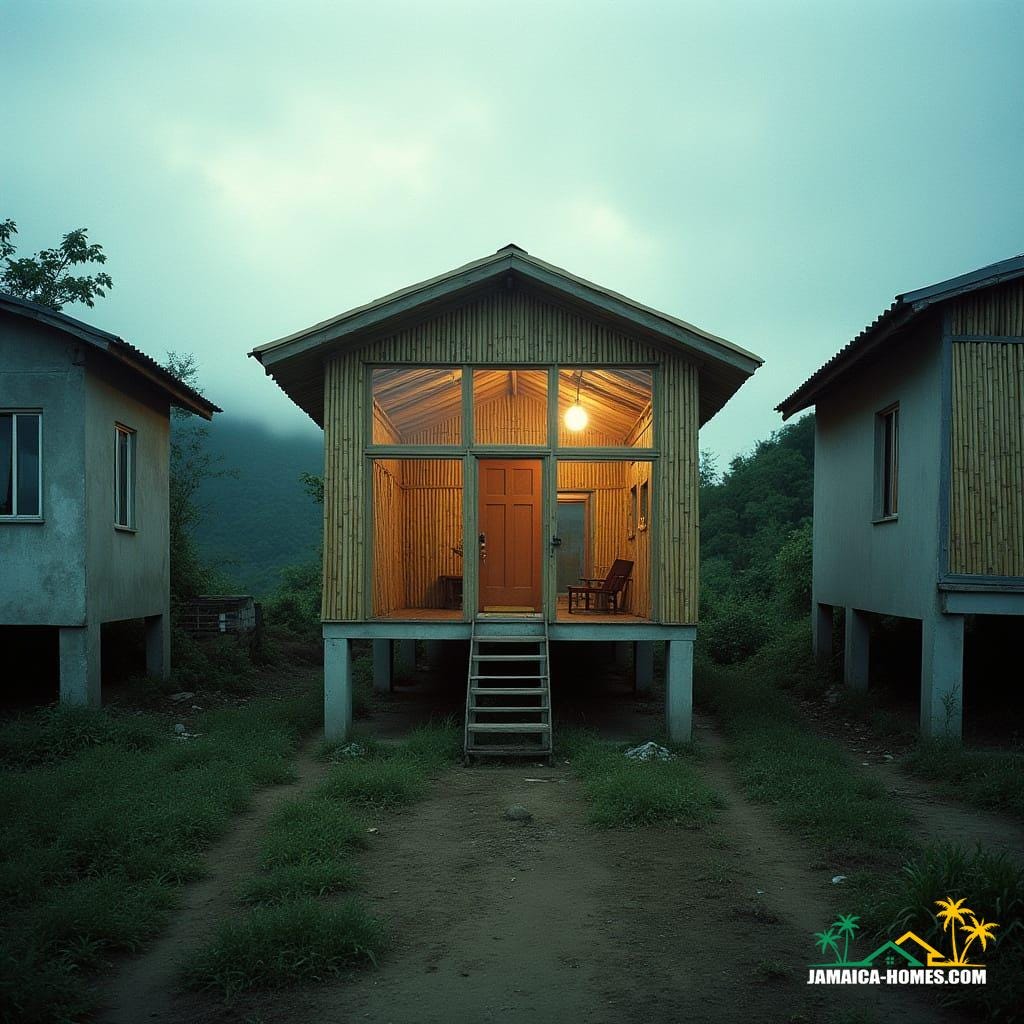 Bamboo home on hill in Jamaica