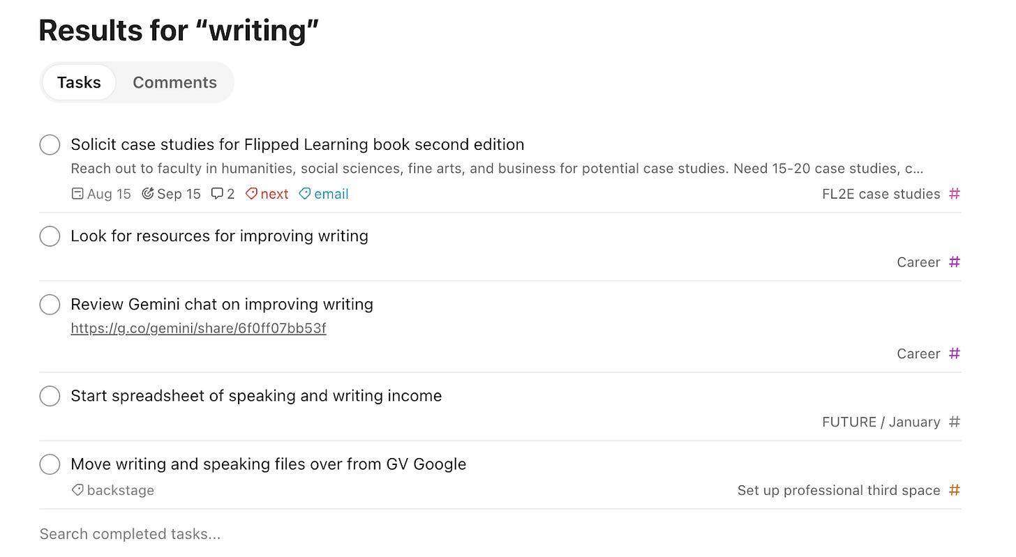 Results of a keyword search on “writing”