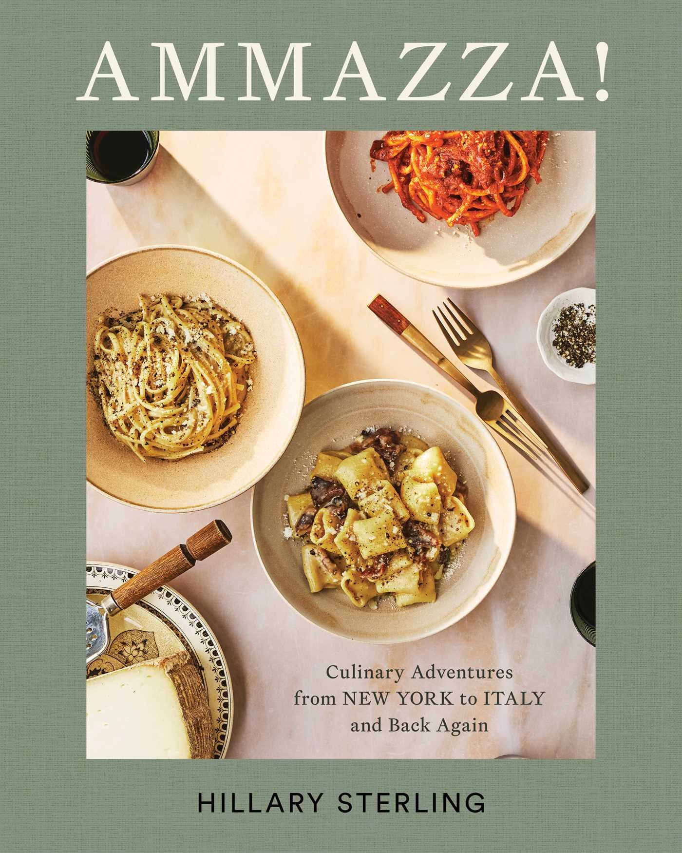 Ammazza cover, jade green with pasta photos.