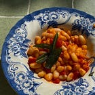 jammy tomato white beans with sage and garlic