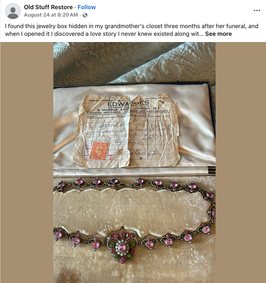 Old Stuff Restores jewelry box from grandmother's closet