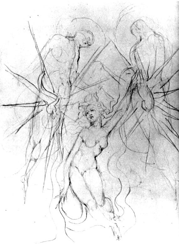 Blake: Two Angels Descending, Vala / The Four Zoas (1822) Blake: Two Angels Descending, Vala / The Four Zoas (1822)