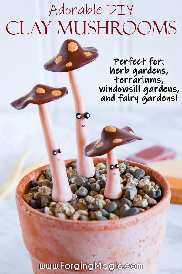 Polymer Clay Mushrooms DIY Project for Indoor Gardens