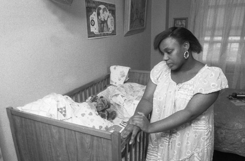 Joy White stands next to the empty crib meant for her newborn daughter. Her baby, Carlina, was 19 days old when she was kidnapped from a hospital in Harlem, New York. The girl was found alive over 20 years later, 1987. Joy White stands next to the empty crib meant for her newborn daughter. Her baby, Carlina, was 19 days old when she was kidnapped from a hospital in Harlem, New York. The girl was found alive over 20 years later, 1987.