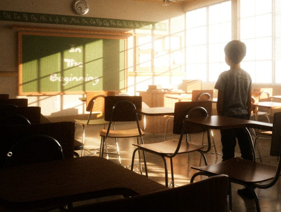 a person standing in a room with tables and chairs a person standing in a room with tables and chairs