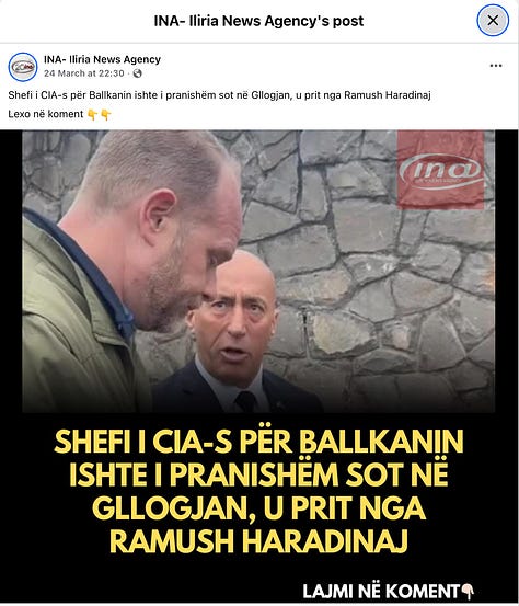 A series of near-identical reports and social media posts published on March 24, 2026 by multiple Kosovo and regional outlets falsely claimed that a "CIA chief for the Balkans" attended a gathering in Gllogjan hosted by Ramush Haradinaj, illustrating how an unverified narrative rapidly spread across the media ecosystem before being challenged.